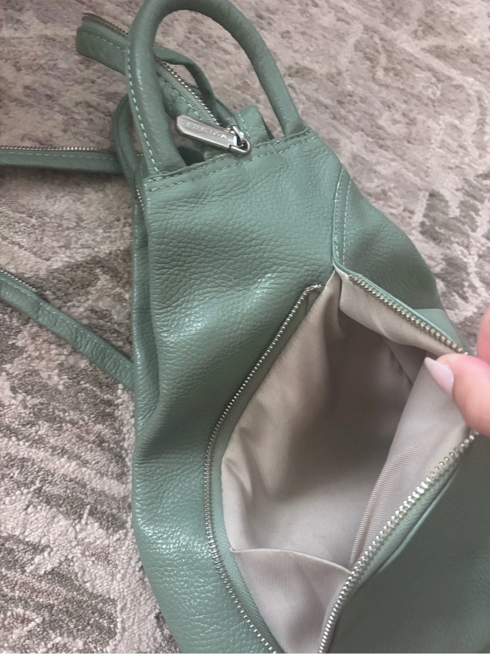 Valentina Italia Mint Green Leather Sling Bag